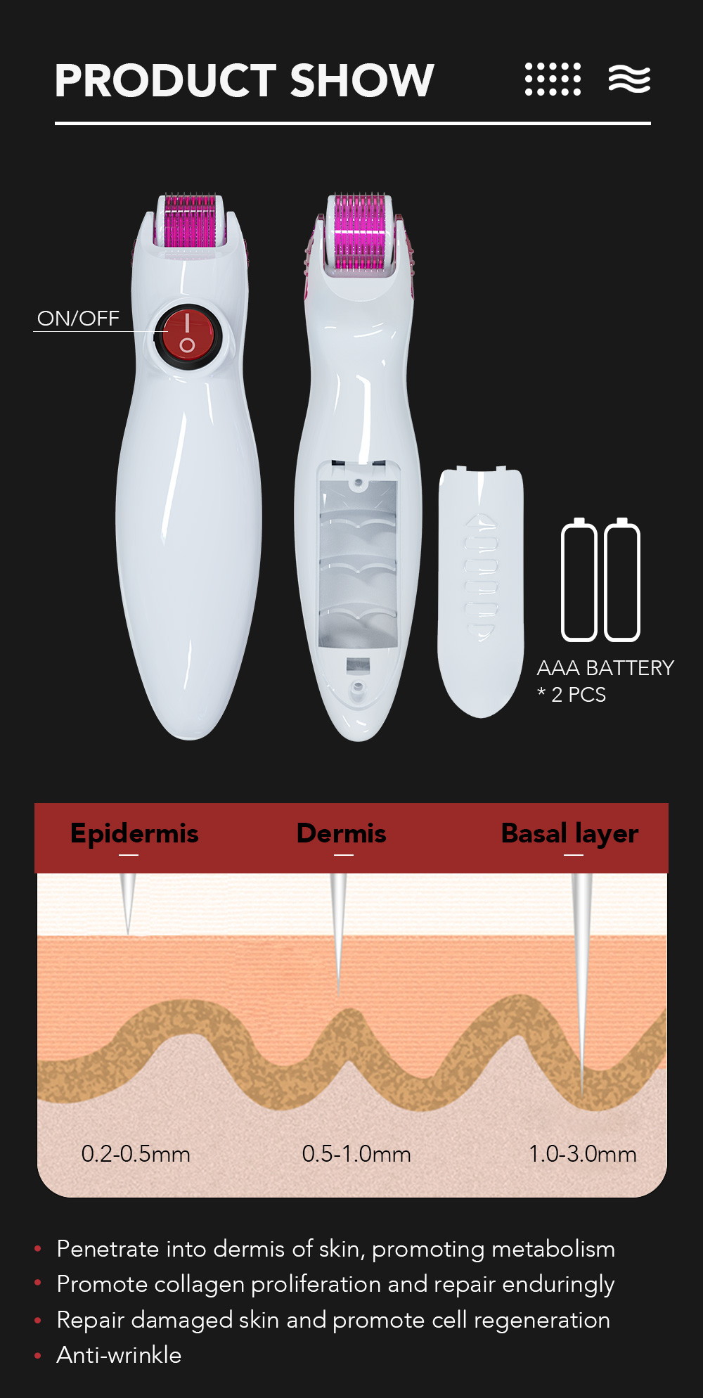 Remplacement du rouleau Dr.Roller avec microneedling vibrant à LED