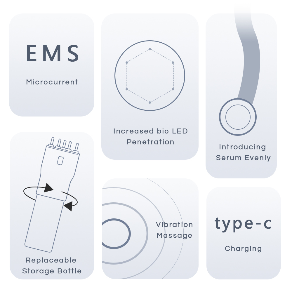 655nm Bio LED Lumière Rouge pour Stimuler la Croissance des Cheveux avec Brosse à Dents à Microcourant EMS et Applicateur de Massage du cuir chevelu Vibrant