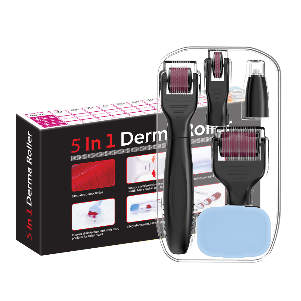 Ensemble de rouleaux derma à microneedles en titane 5 en 1 pour l'élimination des vergetures de la peau