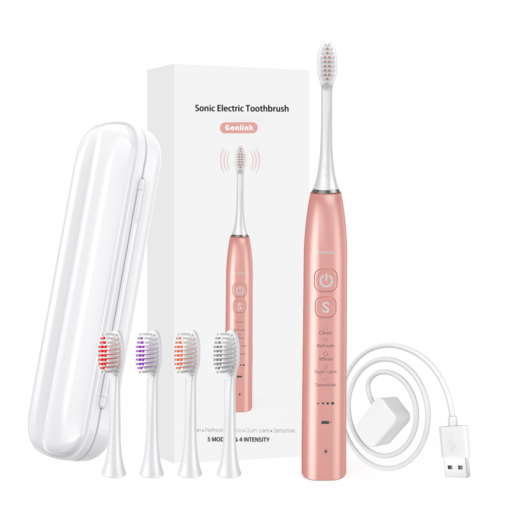 Meilleure brosse à dents électrique sonique rechargeable pour adultes, étanche IPX7 pour les voyages intelligents