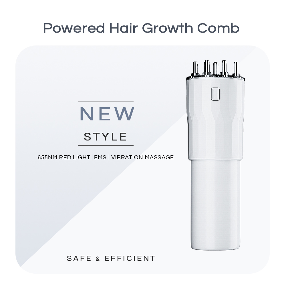 655nm Bio LED Lumière Rouge pour Stimuler la Croissance des Cheveux avec Brosse à Dents à Microcourant EMS et Applicateur de Massage du cuir chevelu Vibrant