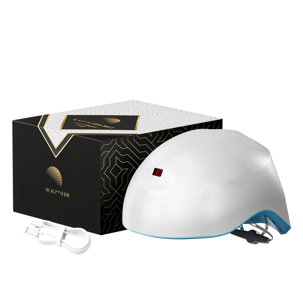 خوذة نمو الشعر بأشعة الليزر 655 نانومتر والضوء الأحمر القريب من الأشعة تحت الحمراء 850 نانومتر الفعال