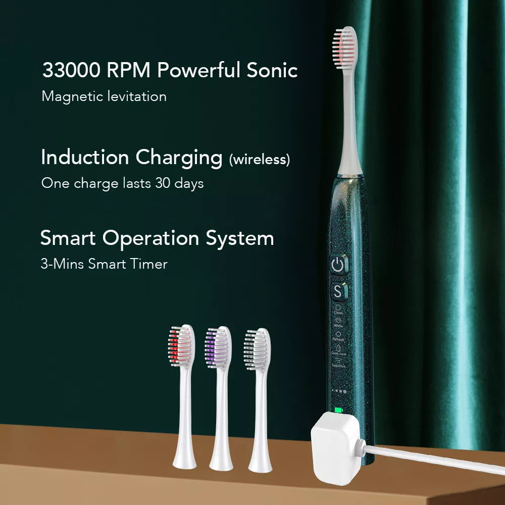 Brosse à dents électrique sonique changeant de couleur magique éblouissante avec étiquette privée