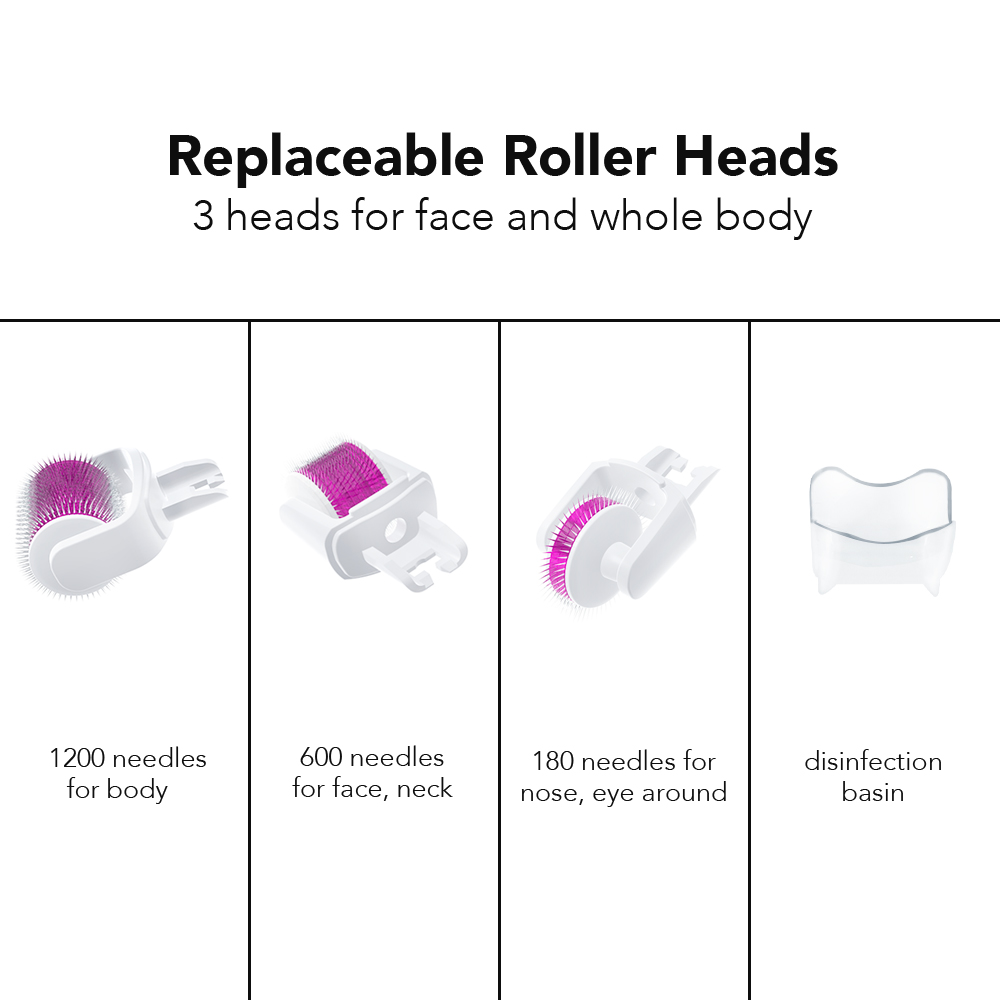 Kit de rouleau Derma 3 en 1 pour dispositifs de traitement de la peau des yeux, du visage et du corps