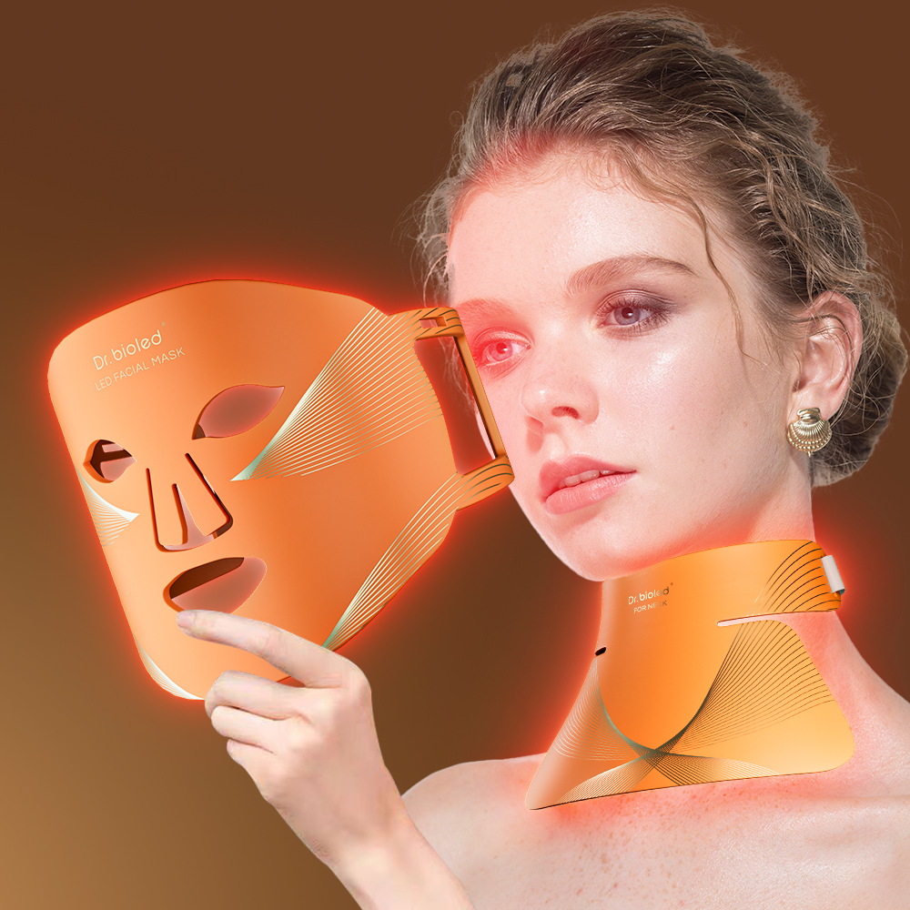 Near Infrared And 7 LED Lights Therapy Facial Neck Silicone LED Mask