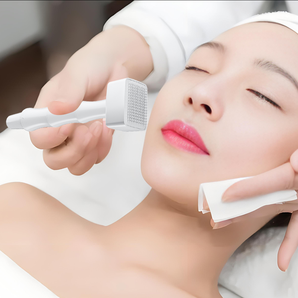 Microneedling Derma Stamp Réglable Médical en Acier Inoxydable Aiguille 140 PIN pour la Peau et les Cheveux
