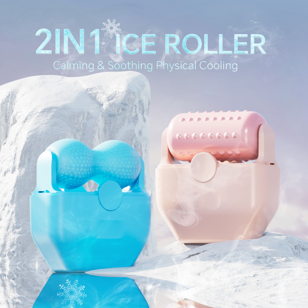 OstarRoller 2in1 Silicone Skin Cooling Cold Therapy Ice Roller Needleless Face Body Massage
