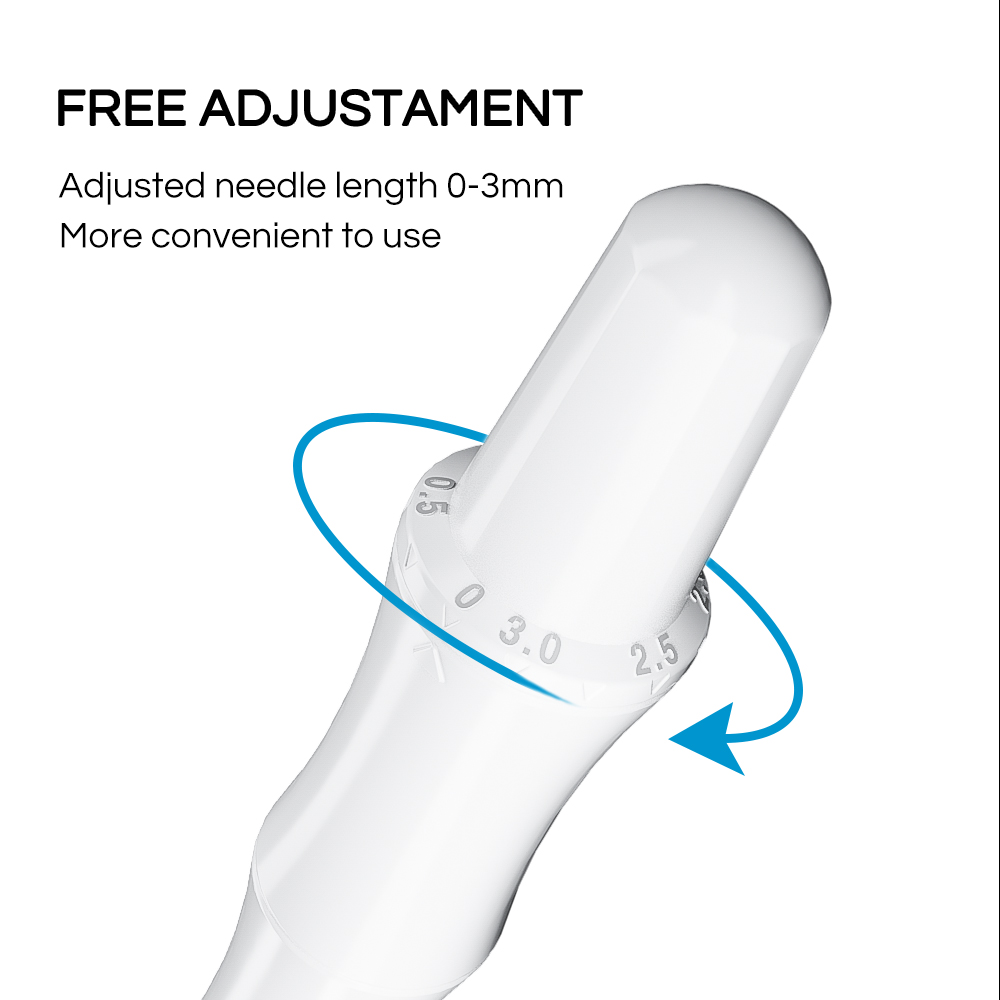 Microneedling Derma Stamp Réglable Médical en Acier Inoxydable Aiguille 140 PIN pour la Peau et les Cheveux