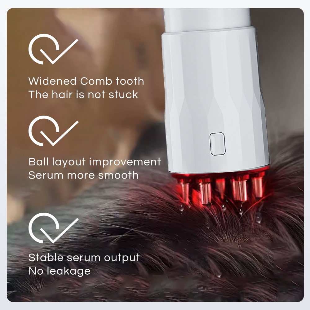 655nm Bio LED Lumière Rouge pour Stimuler la Croissance des Cheveux avec Brosse à Dents à Microcourant EMS et Applicateur de Massage du cuir chevelu Vibrant