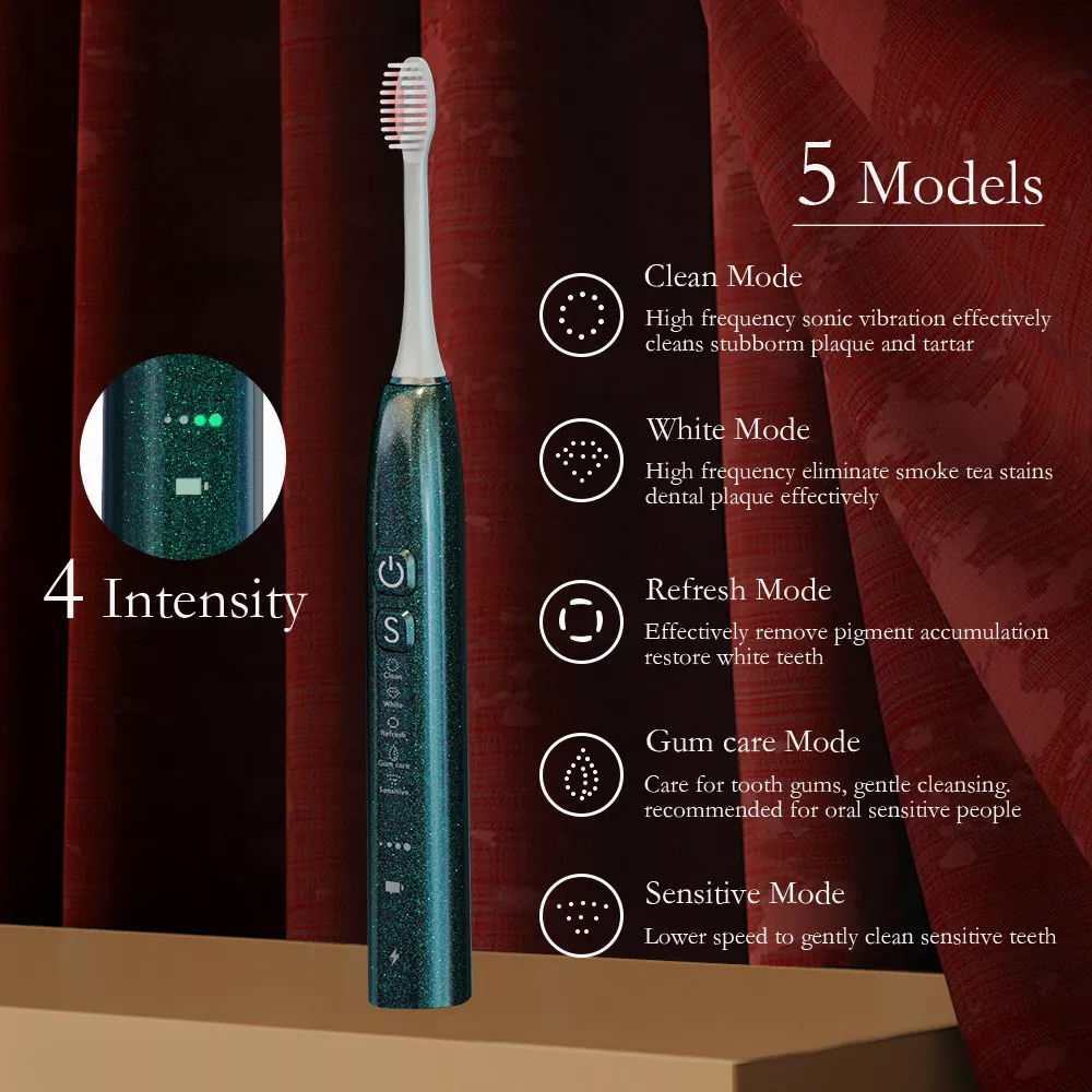 Brosse à dents électrique sonique changeant de couleur magique éblouissante avec étiquette privée