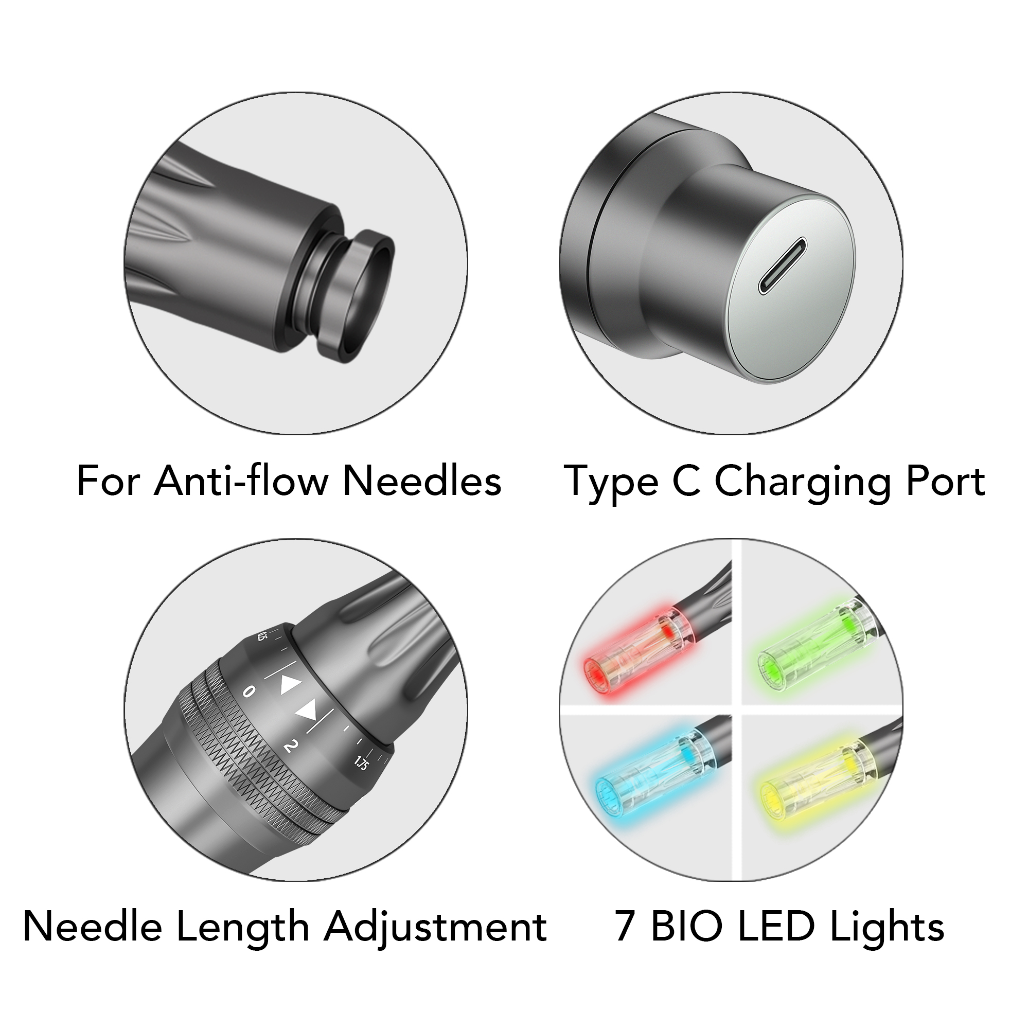 Bút Dao Led Microneedling Được Nạp Điện Chống Trào Ngược Với 2 Pin LCD Tùy Chỉnh