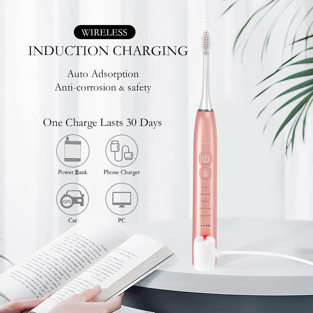 Meilleure brosse à dents électrique sonique rechargeable pour adultes, étanche IPX7 pour les voyages intelligents