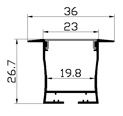 PXG-401-A Anodized silver Aluminum LED Profile with Flange For normal recessed Drywall Use