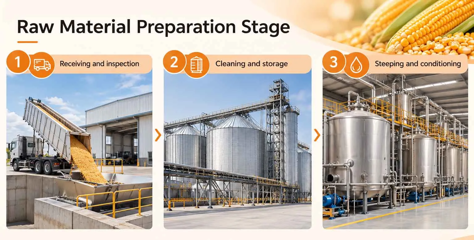Corn starch production process raw material preparation