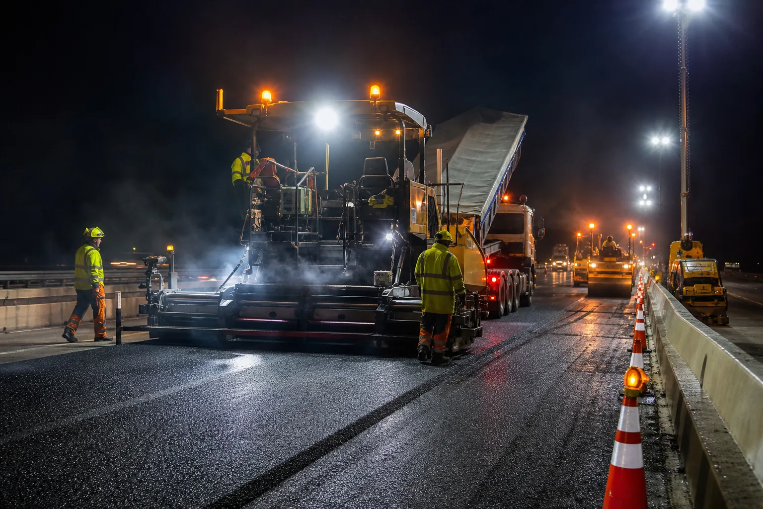 Highway and Road Infrastructure Night Construction