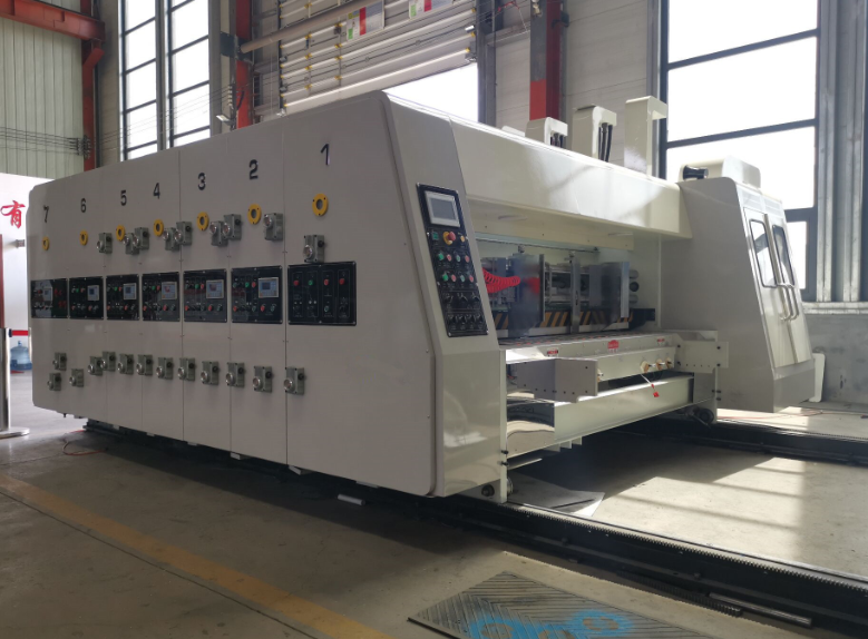 PRY-D400 Automatic Lead Edge 4 Colors Flexo Printing Slotting Die Cutting Machine with Stacker