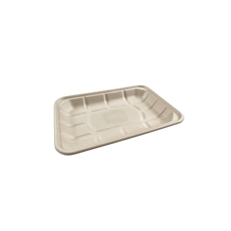 Eco-friendly Rectangular Dessert Food Bagasse Pulp Tray Compostable Sugar Cane Tray Disposable Biodegradable Sugarcane Tray
