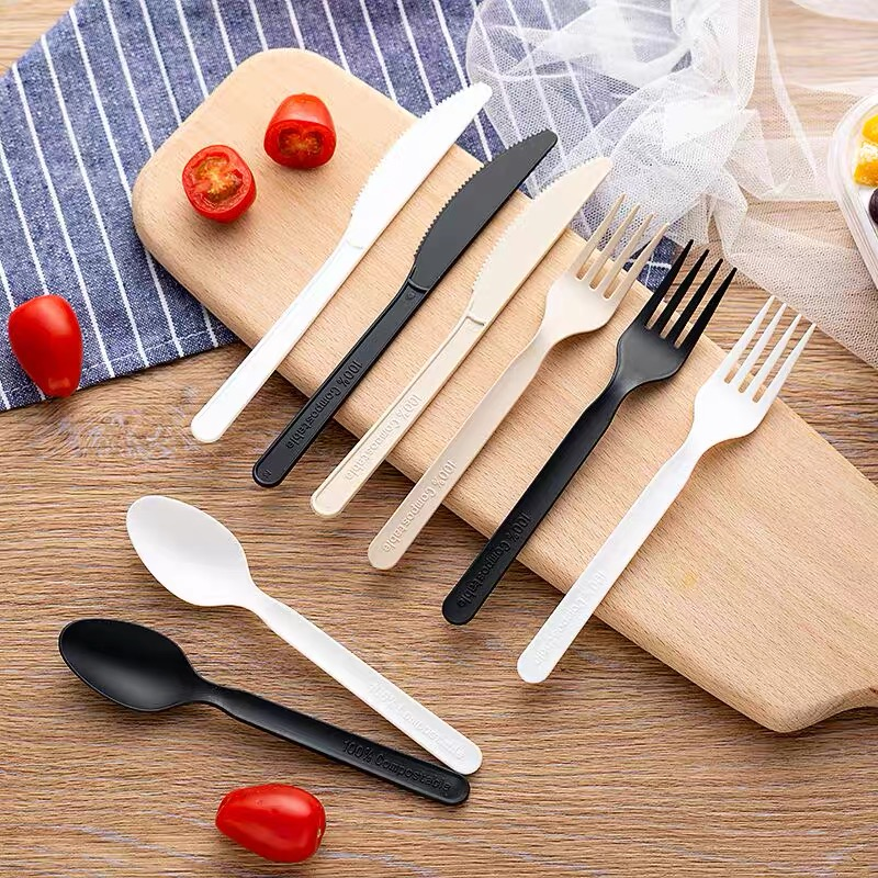 Cornstarch Disposable Cutlery Biodegradable white Cornstarch Cutlery Color Custom Single Use Cornstarch Cutlery